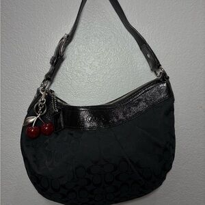 Coach Black Shoulder Bag with Cherry Charm